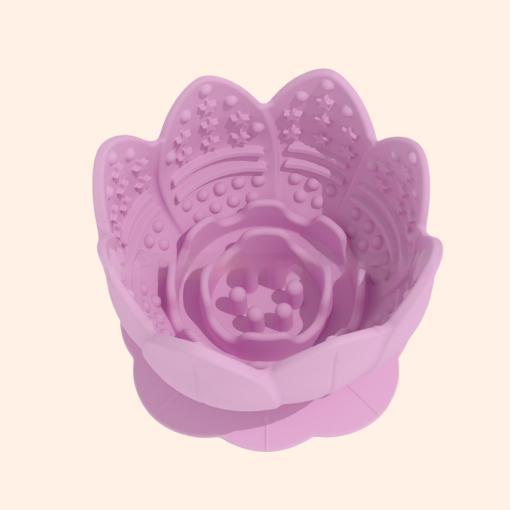 Fleur rose en silicone vue sous un autre angle