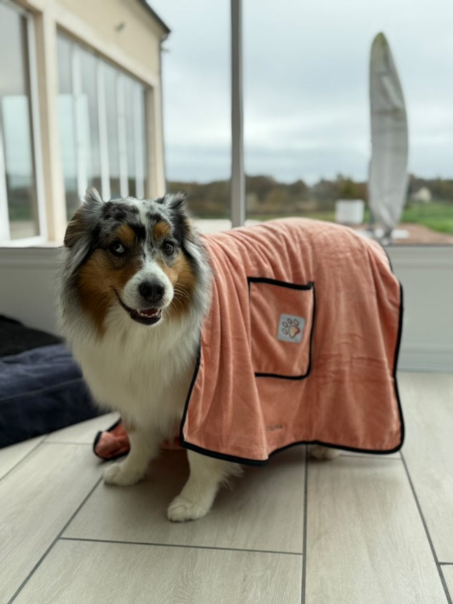 Serviette microfibre à poches pour chien & chat