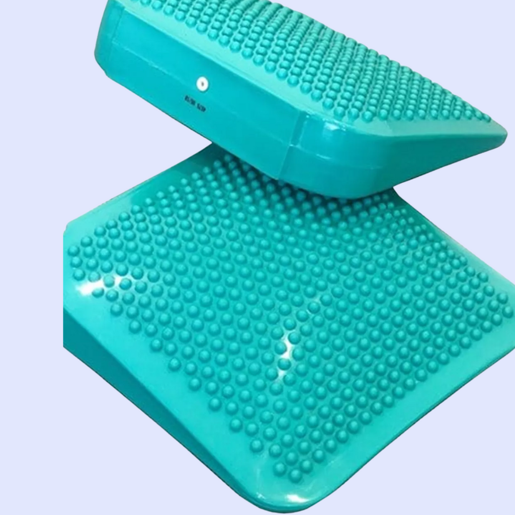 Deux rampes turquoise empilées vues de dessus