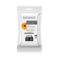 Sachet blanc refermable orné d'une fleur de calendula orange