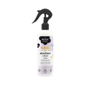 Flacon spray blanc à gâchette noire, étiquette crème à motifs
