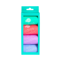 Boîte turquoise contenant quatre rouleaux de sacs colorés