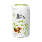 Pot blanc Brit Vitamins Probiotic, bouchées et chien vert sur l'étiquette