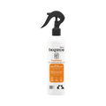 Flacon spray blanc à gâchette noire, étiquette orange