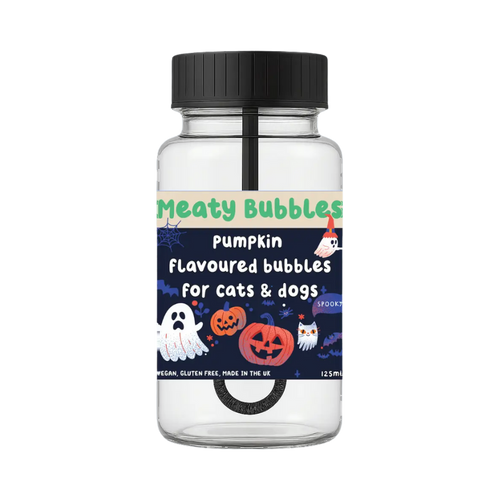 Flacon noir à fantômes et citrouilles, pumpkin flavoured bubbles