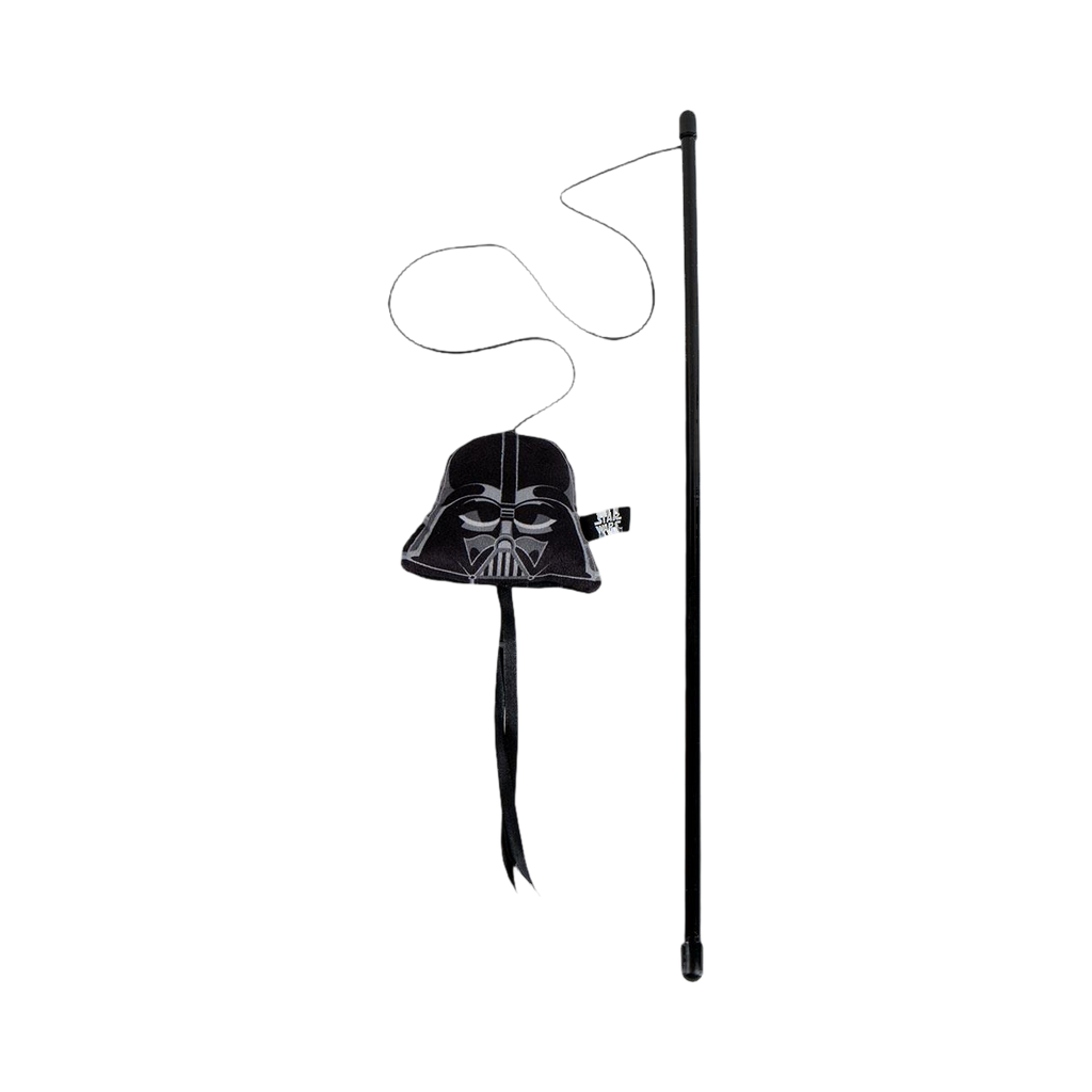 Canne à pêche pour chat Dark Vador Star Wars Cerdá avec son casque en tissu au bout de la ficelle