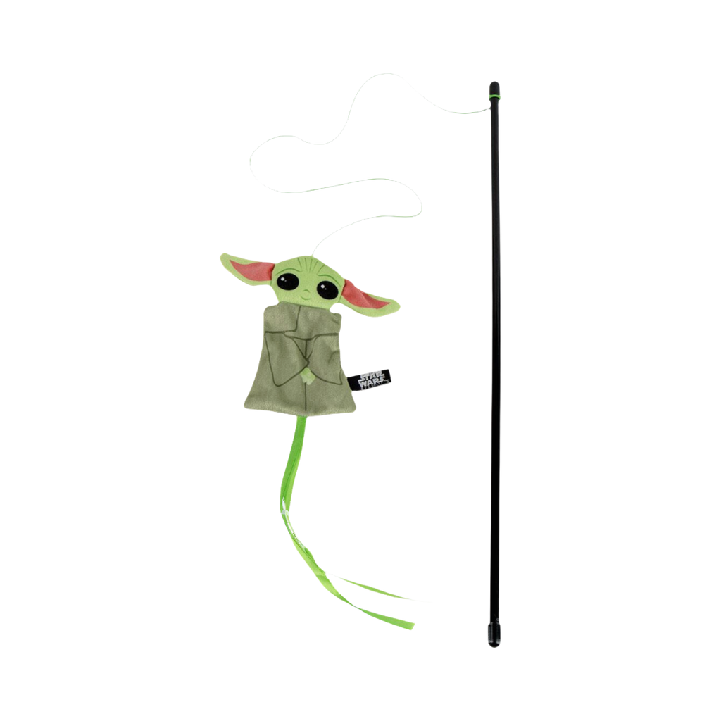 Tige noire avec petit personnage vert en tissu et rubans verts