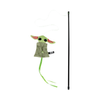 Tige noire avec petit personnage vert en tissu et rubans verts