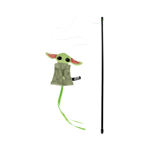 Tige noire avec petit personnage vert en tissu et rubans verts