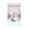 Carte illustrée de chiens fêtant autour d'un gâteau, guirlande