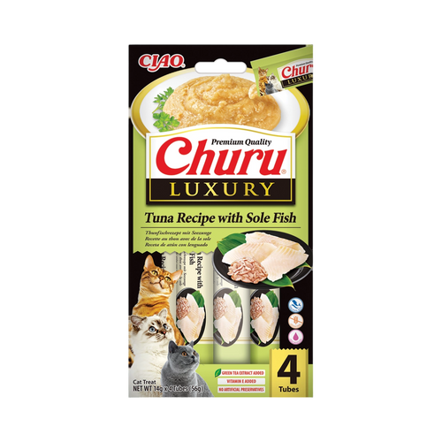 Étui Ciao Churu Luxury Tuna Recipe with Sole Fish, 4 tubes