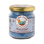 Bocal en verre de flocons bleus, étiquette Mermaid Dust
