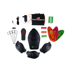 Contenu du kit : moteur, poulies, piquets, télécommande et leurres