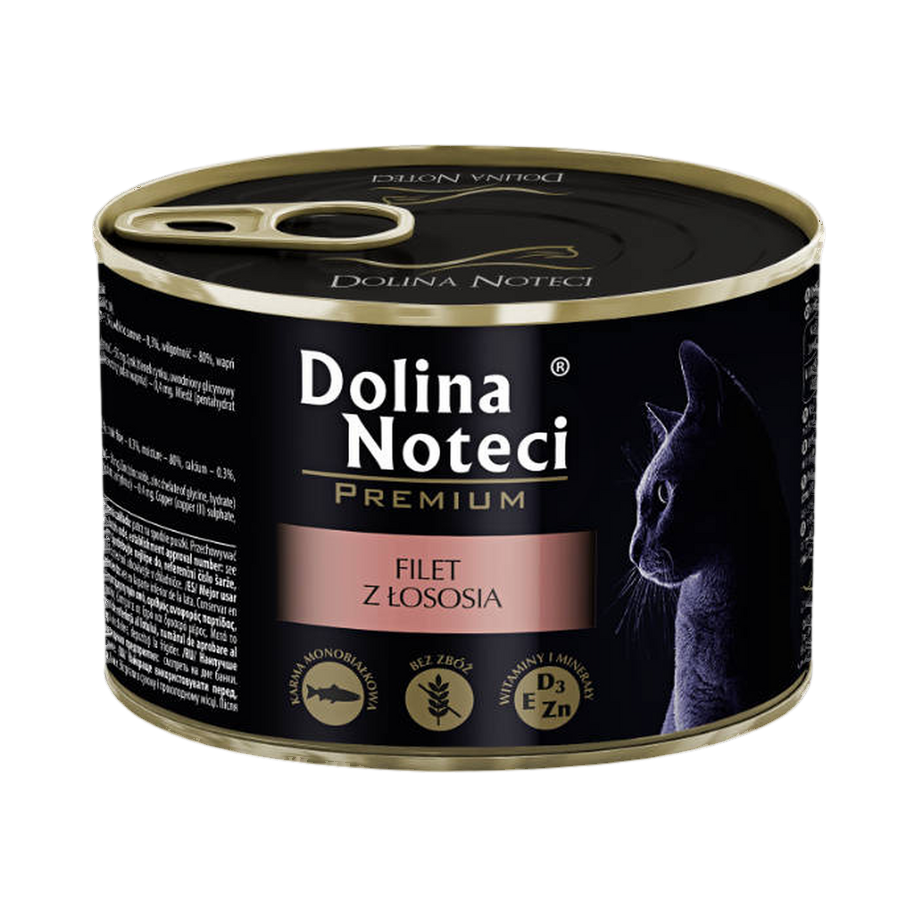 Filets de saumon pour chat Dolina Noteci – boîte de 185 g