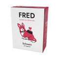 Brique blanche et framboise FRED Schwein illustrée d'un chien