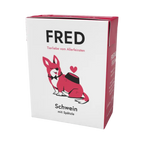 Brique blanche et framboise FRED Schwein illustrée d'un chien