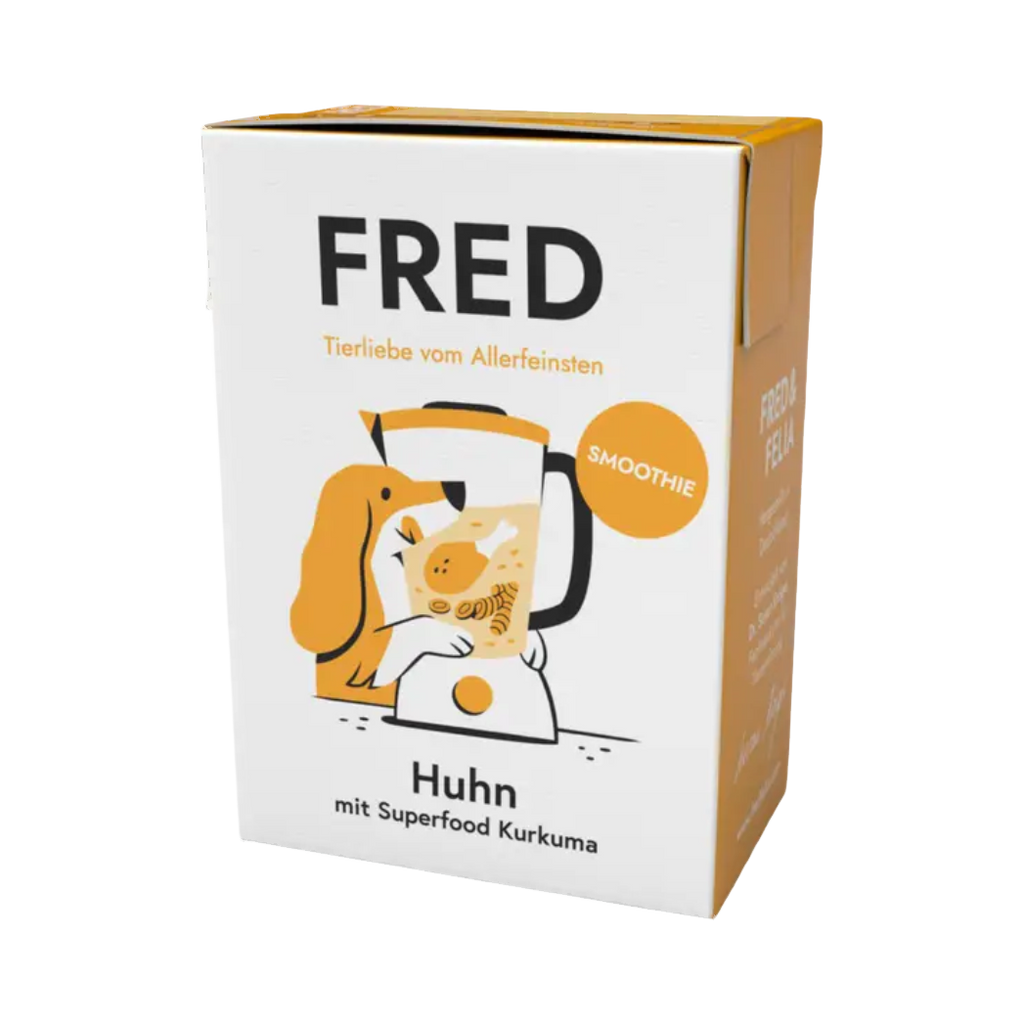 Brique blanche FRED Huhn avec chien dessiné
