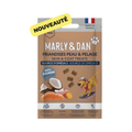 Sachet Marly & Dan Friandises peau et pelage avec badge nouveauté