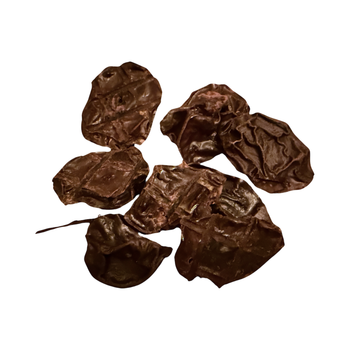 Rate de cerf séchée en tas, pièces plissées