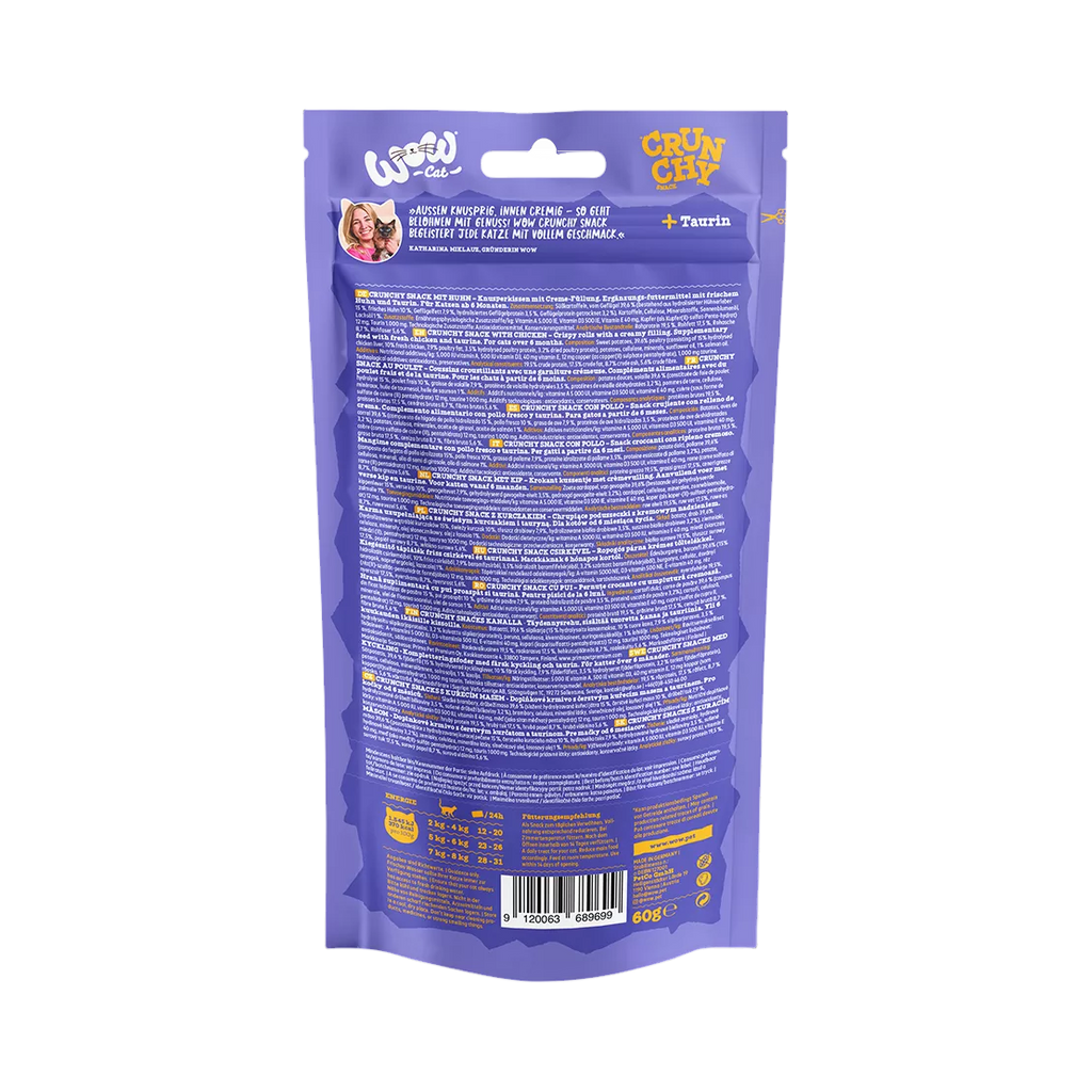Dos du sachet Crunchy poulet avec composition et analyse