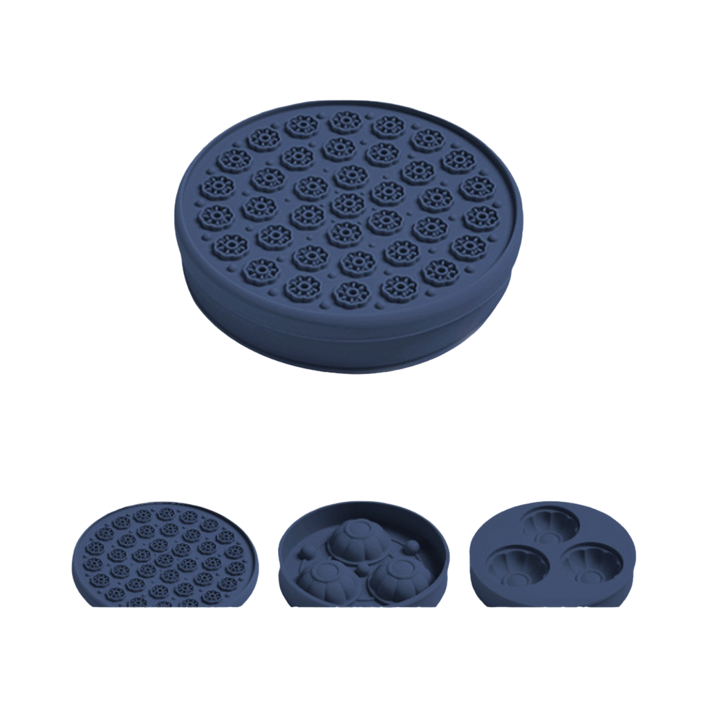 Coloris bleu nuit avec tapis et trois moules ronds