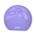 Assiette lavande en relief nuages, arc-en-ciel et soleil