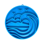 Plateau bleu à motif montagnes et vagues, vide