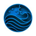 Bol bleu à motif de vagues vu de dessus