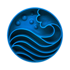 Bol bleu à motif de vagues vu de dessus