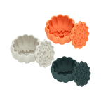 Trois citrouilles blanche, orange et vert sapin avec couvercles