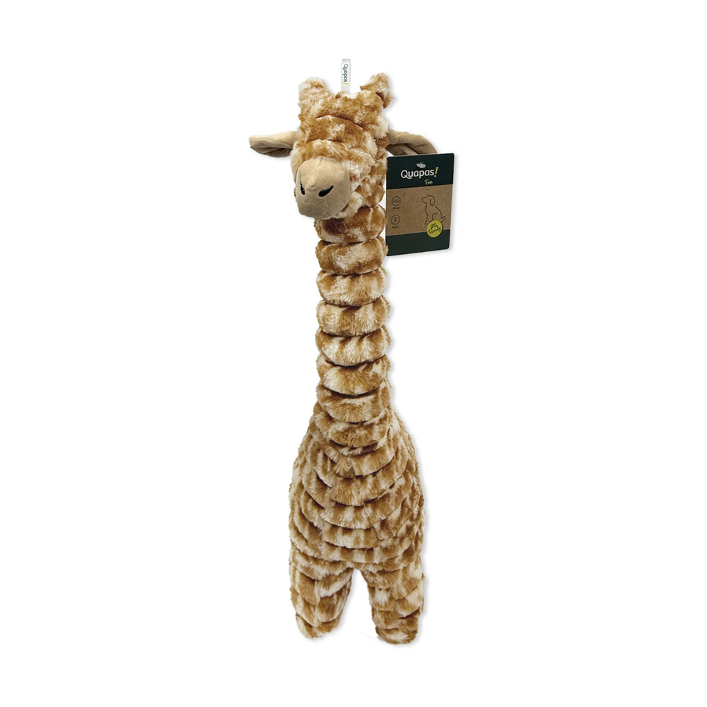 Peluche girafe géante Quapas! vue de face avec son étiquette