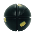 Sphère noire en caoutchouc rainurée avec pastilles jaunes