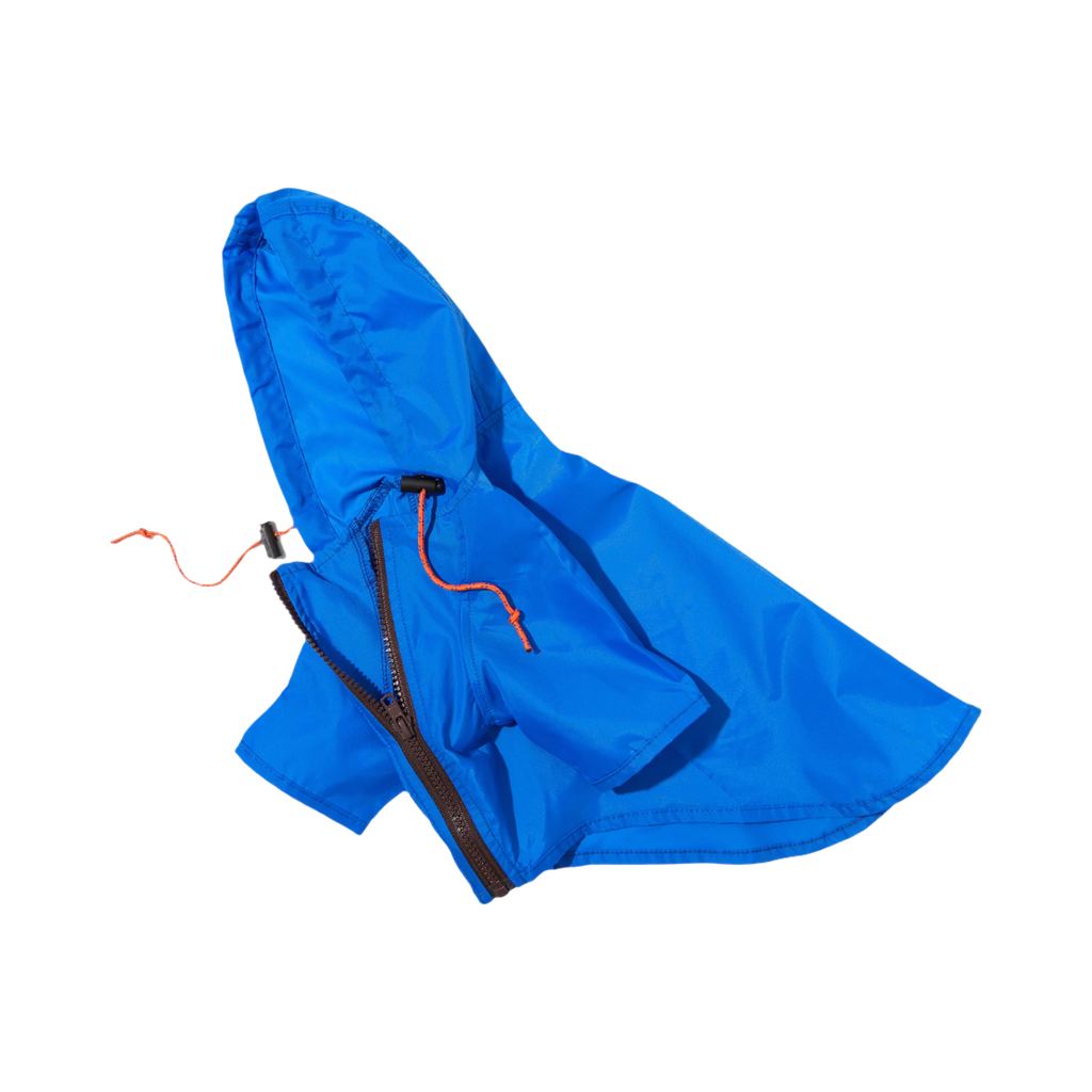 Imperméable bleu roi à capuche et cordon