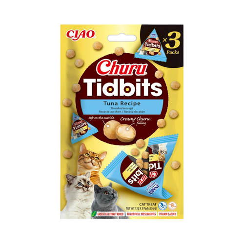 Sachet Ciao Churu Tidbits Tuna Recipe, trois sachets