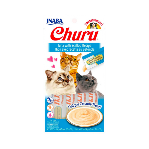 Étui Inaba Churu thon pétoncle bleu avec deux chats