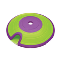 Soucoupe vert pomme et violette avec croquettes éparpillées