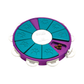 Plateau rond violet et turquoise à volets pivotants