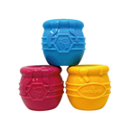 Trois pots bleu, rouge et jaune empilés