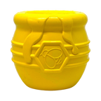 Pot jaune vu de face, motif alvéoles