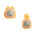 Deux supports orange tête de chat et ananas avec boule verte