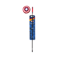 Canne dans son emballage bleu avec bouclier rouge suspendu