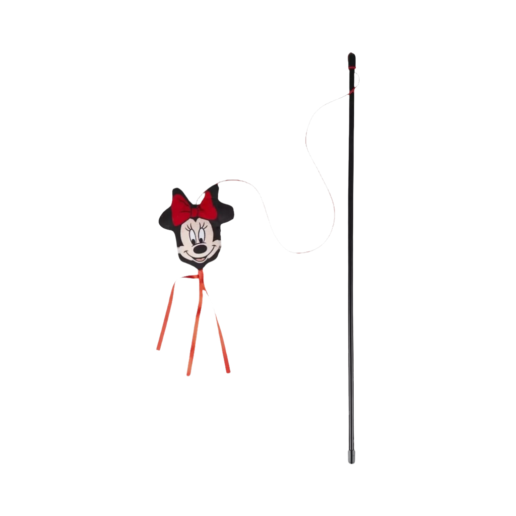 Tige noire avec tête de souris à nœud rouge et rubans