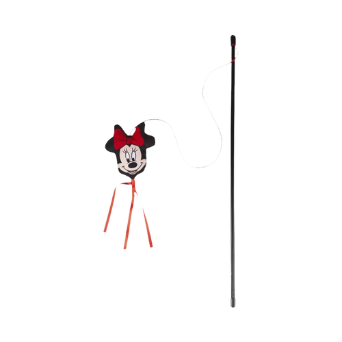 Tige noire avec tête de souris à nœud rouge et rubans