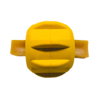 Vue de profil du distributeur jaune avec ses rainures
