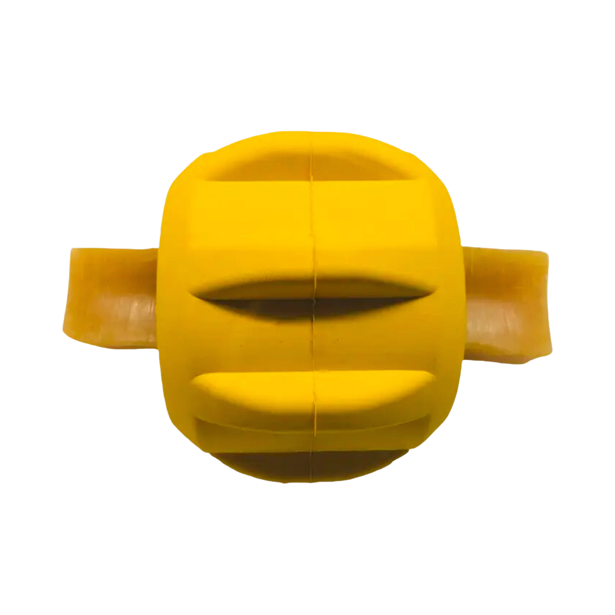 Vue de profil du distributeur jaune avec ses rainures