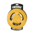 Disque jaune orangé en caoutchouc sur carte noire FRISBEE