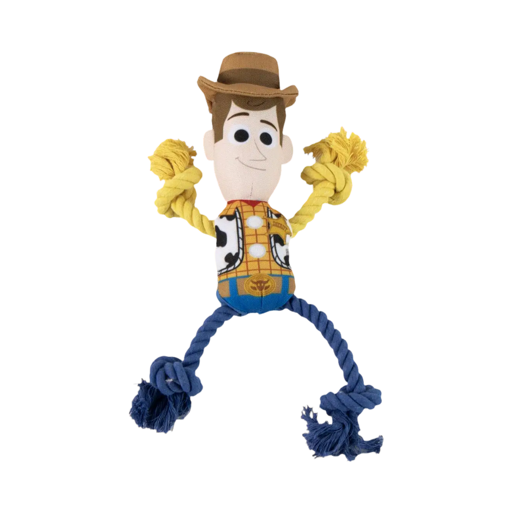 Cow-boy Woody aux bras jaunes et jambes bleues en corde