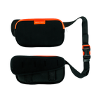 Deux pochettes noires à zip orange et sangle réglable
