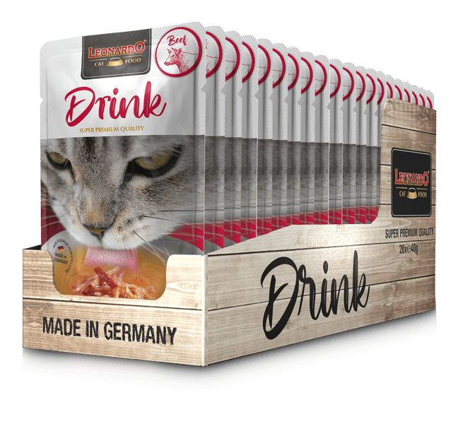 Présentoir de bouillons pour chat au bœuf Leonardo, sachets de 40 g