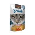 Sachet bleu Leonardo Drink avec chat qui lèche